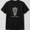 Open Throat Vocal Anatomy unisex t-shirt in black with vintage anatomical larynx engraving